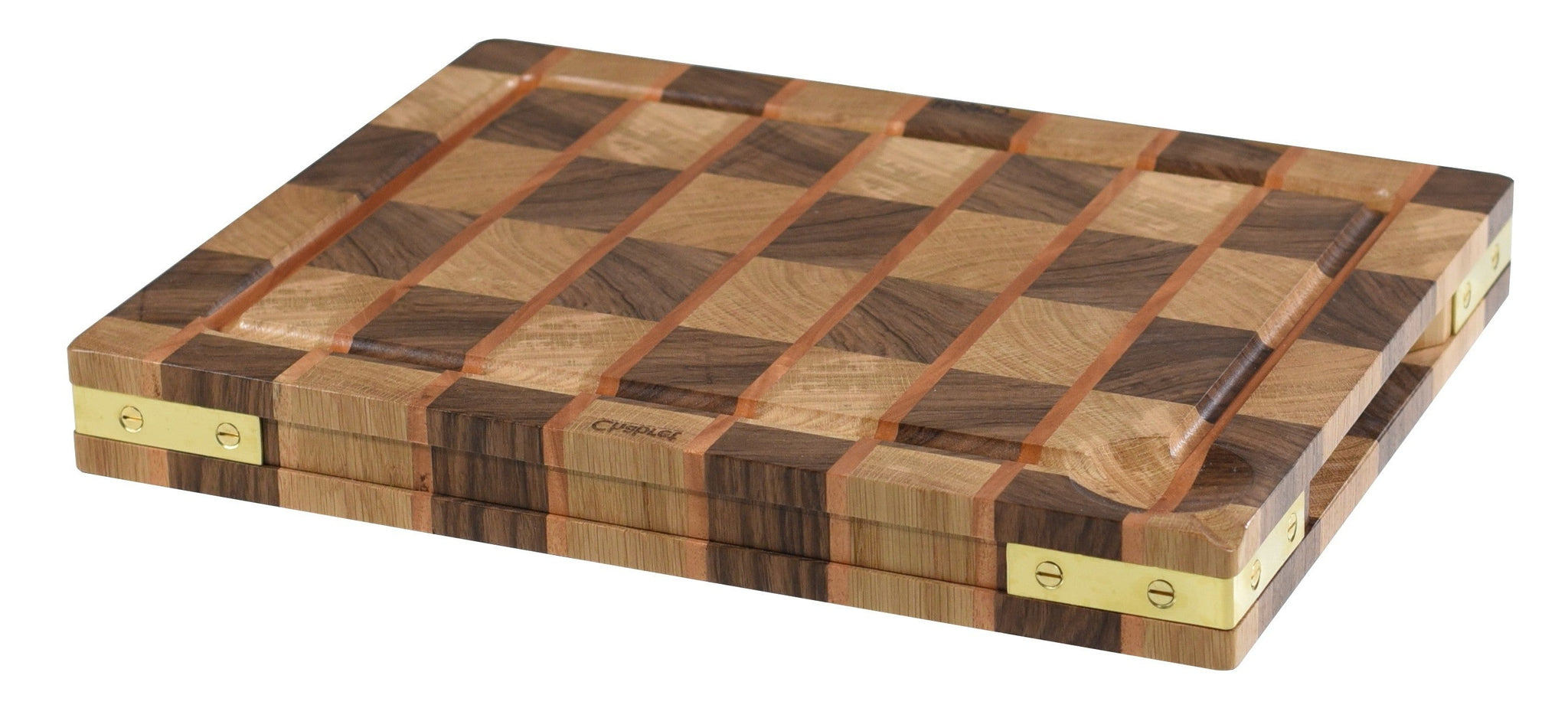 Walnut and oak board with cherry wood strip