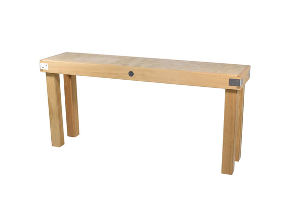 Rectangular log table with solid oak legs