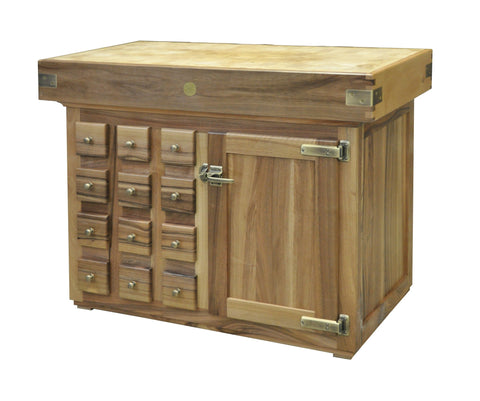 Icebox with solid oak base and 12 drawers