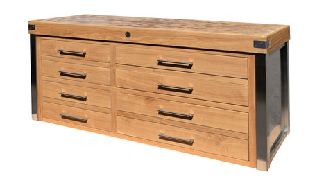 Stainless steel base with 8 drawers