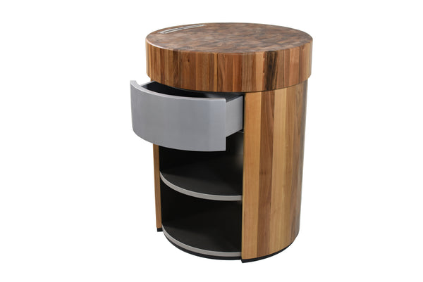 Round butcher block with knife slot, without door