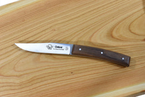 Very sharp kitchen knife with walnut handle and steel blade,