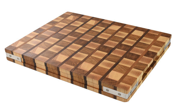 Oak and ash board with walnut slats Face RectoFace Verso