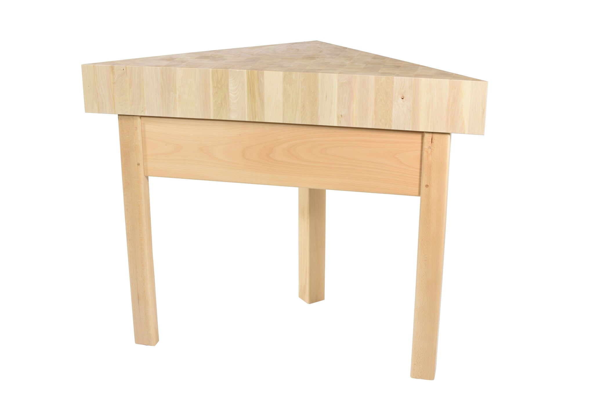 Table triangulaire en bois de bout